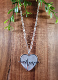 Handpoured Resin Heart Beat Pendant Necklace