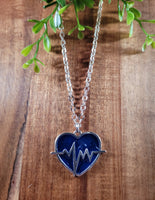 Handpoured Resin Heart Beat Pendant Necklace