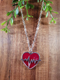 Handpoured Resin Heart Beat Pendant Necklace