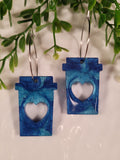 Handpoured Resin Heart Coffee Mug Statement Earrings