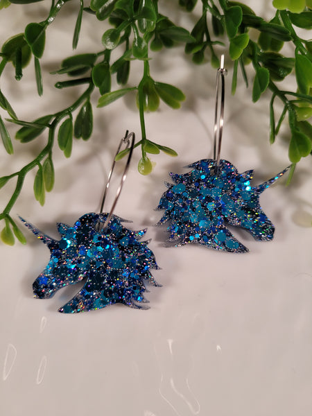 Handpoured Resin Unicorn Statement Earrings