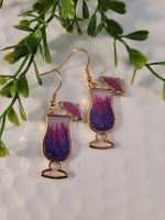 Handpoured Resin Tall Cocktail Glass Earrings - Large