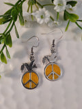 Handpoured Resin Dove on a Peace Symbol Earrings