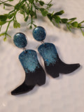 Handpoured Resin Cowgirl Boot Statement Earrings