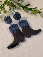 Handpoured Resin Cowgirl Boot Statement Earrings