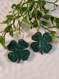 Handpoured Resin Four Leaf Clover Statement Earrings