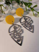 Handpoured Resin Treble Clef Statement Earrings