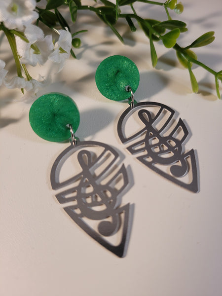 Handpoured Resin Treble Clef Statement Earrings