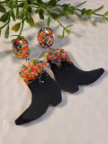 Handpoured Resin Cowgirl Boot Statement Earrings