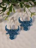 Handpoured Resin Longhorn Statement Earrings