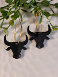 Handpoured Resin Longhorn Statement Earrings