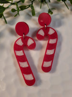 Handpoured Resin Christmas Stud Candy Cane Earrings