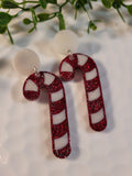 Handpoured Resin Christmas Stud Candy Cane Earrings