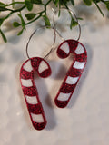 Handpoured Resin Christmas Candy Cane Hoop Statement Earrings