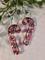 Handpoured Resin Christmas Candy Cane Hoop Statement Earrings