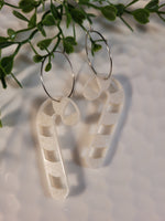 Handpoured Resin Christmas Candy Cane Hoop Statement Earrings