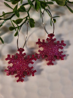 Handpoured Resin Christmas Snowflake Earrings