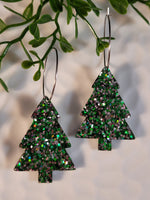 Handpoured Resin Christmas Tree Hoop Statement Earrings