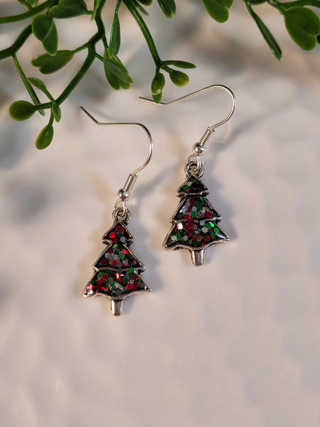 Handpoured Resin Christmas Tree Earrings