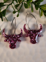 Handpoured Resin Longhorn Statement Earrings