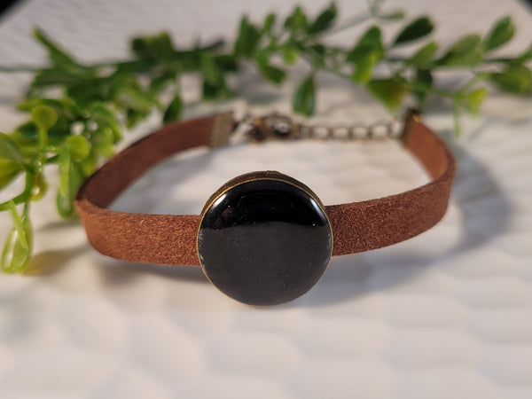 Handpoured Black Resin Suede Leather Bracelets