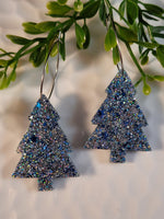 Handpoured Resin Christmas Tree Hoop Statement Earrings