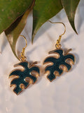 Handpoured Resin Monstera Leaf Earrings