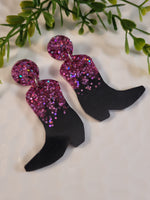 Handpoured Resin Cowgirl Boot Statement Earrings