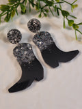 Handpoured Resin Cowgirl Boot Statement Earrings