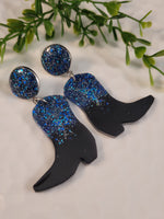 Handpoured Resin Cowgirl Boot Statement Earrings