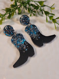 Handpoured Resin Cowgirl Boot Statement Earrings