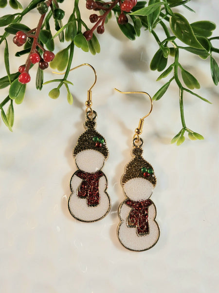 Handpoured Resin Snowman Earrings