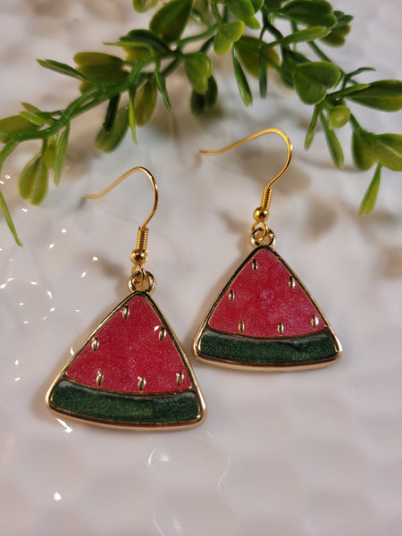 Handpoured Resin Watermelon Earrings