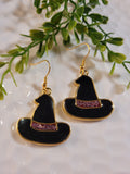 Handpoured Resin Halloween Witches Hat Earrings