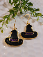 Handpoured Resin Halloween Witches Hat Earrings