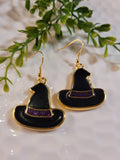 Handpoured Resin Halloween Witches Hat Earrings