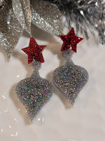 Handpoured Resin Christmas Bauble Earrings