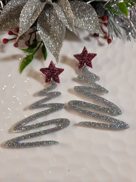 Handpoured Resin Christmas Tree Earrings