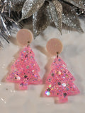 Handpoured Resin Christmas Tree Statement Earrings