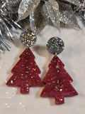 Handpoured Resin Christmas Tree Statement Earrings