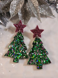 Handpoured Resin Christmas Tree Statement Earrings