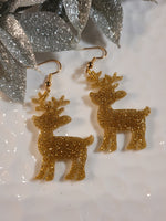 Handpoured Resin Christmas Reindeer Earrings