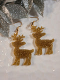 Handpoured Resin Christmas Reindeer Earrings