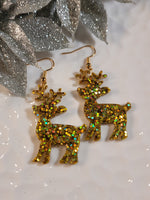 Handpoured Resin Christmas Reindeer Earrings