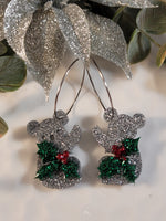 Handpoured Resin Christmas Koala with Holly Earrings