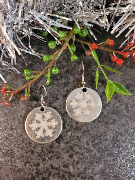 Handpoured Resin Snowfkake Earrings