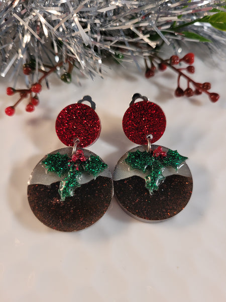 Handpoured Resin Plum Pudding Clip On Earrings