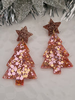 Handpoured Resin Christmas Tree Statement Earrings