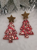 Handpoured Resin Christmas Tree Statement Earrings