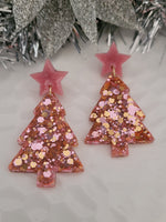 Handpoured Resin Christmas Tree Statement Earrings